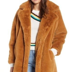 Woven Heart Faux Fur Teddy Coat